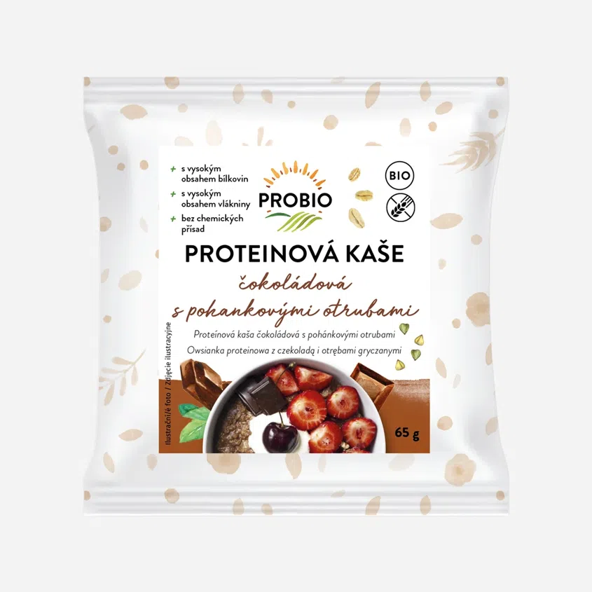 Kaše proteinová čokoládová s pohankovými otrubami BIO
